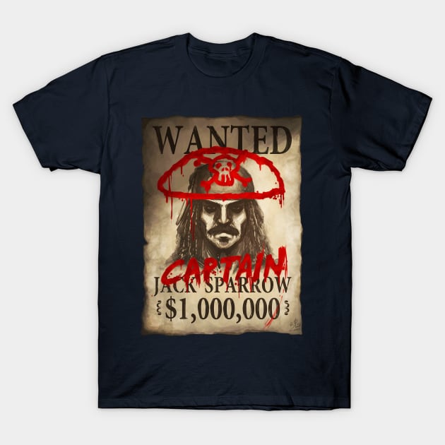 WANTED for Captain Jack Sparrow T-Shirt by RySpirit